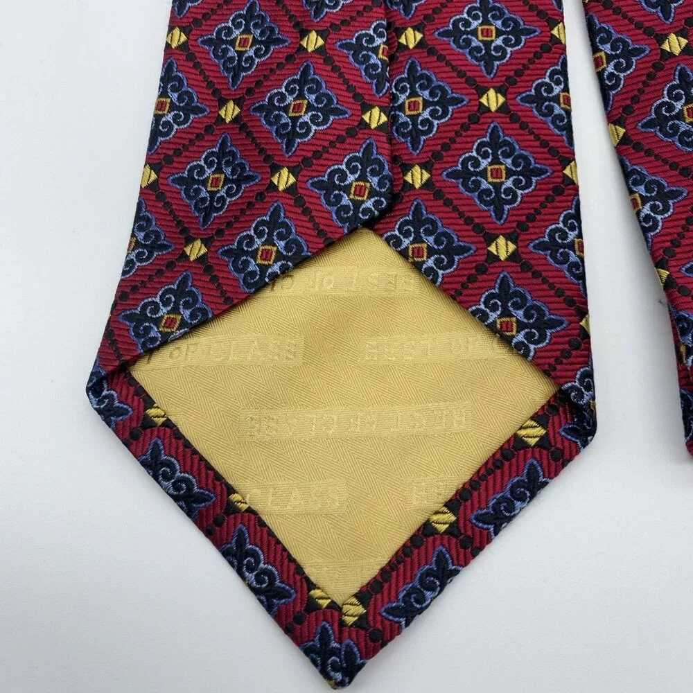 Robert Talbott Best of Class for Nordstrom 100% Silk Tie Red Blue Gold 58” x 4” - Picture 5 of 14